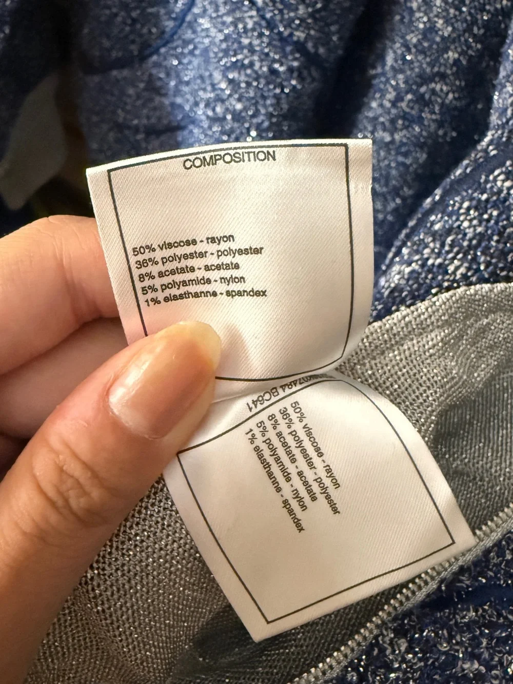 Chanel Blue Bouclé Zip-Up Jacket with logo